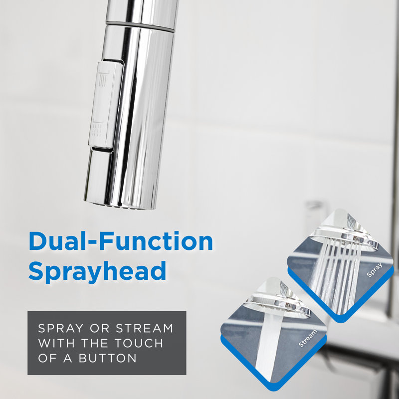Amalfi 2-Handle Pull Down Sprayer Kitchen Faucet, Chrome