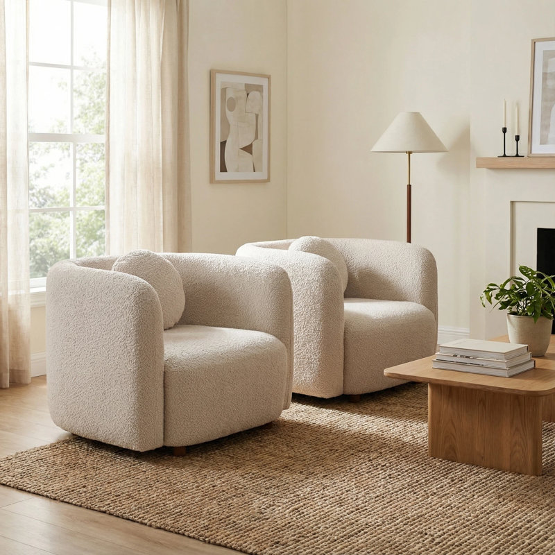  Fauteuil Foye Boucle, Beige, 2