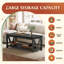 Table basse de style ferme Eoghan avec tablette de rangement, table basse carrée rustique en bois avec piètement en V pour salon-117215806