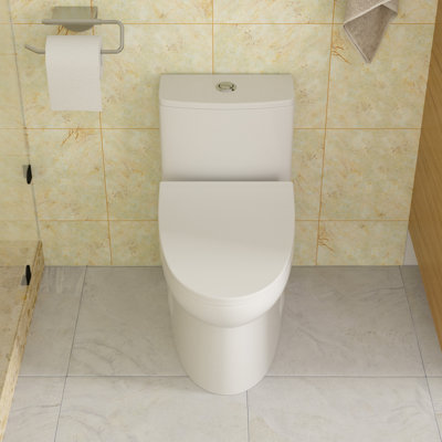 Lordear 1.6 Gallons GPF Elongated Comfort Height Floor Mounted One-Piece Toilet (Seat Included)
