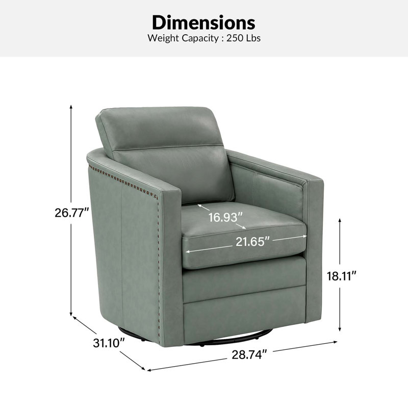 Ensemble de chaises pivotantes en cuir véritable 28,74 po Marion (ensemble de 2), Cuir véritable sauge