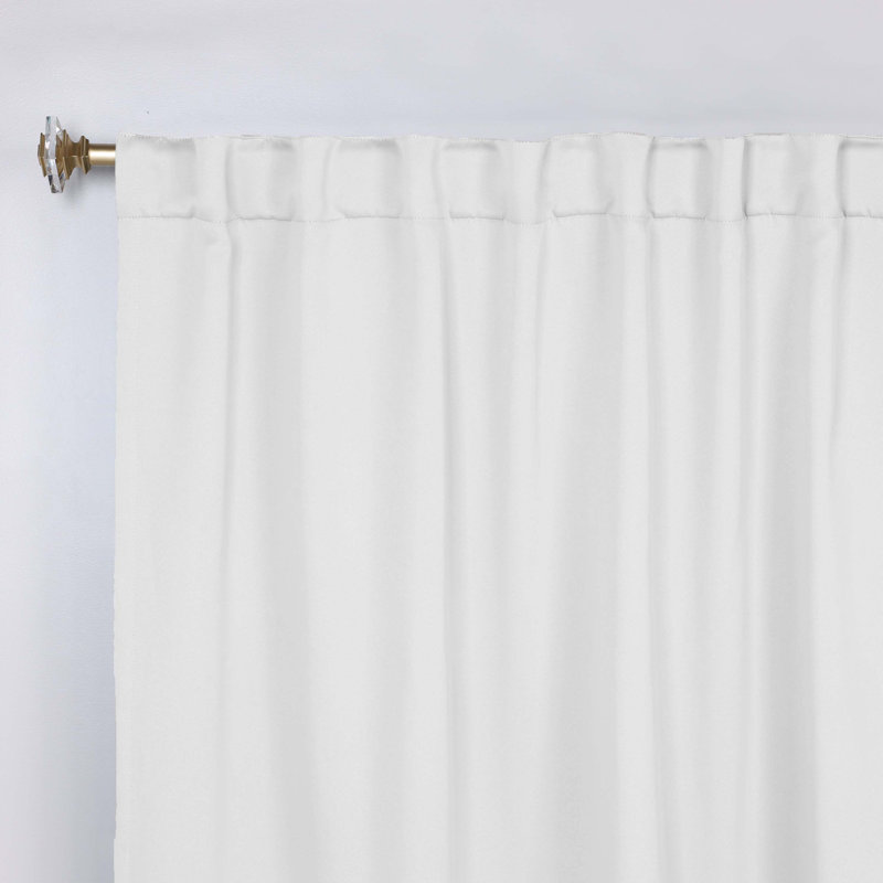 Levatt Classic Modern Solid Room Darkening Curtains, Rod Pocket / Back Tabs, Snow White, 42" W x 63" L