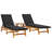 Alies 200cm Long Reclining Acacia Double Chaise with Cushions and Table