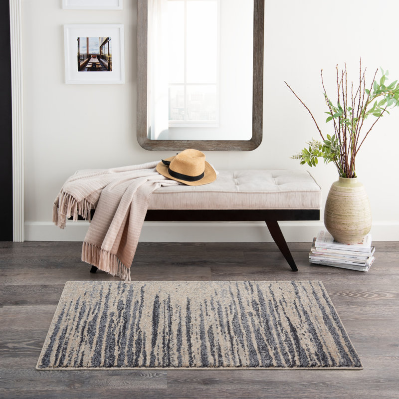 Tapis bleu marine / beige Ryanne, Rectangle 2 pi 2 po x 3 pi 9 po