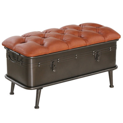17"H Pifer Industrial Bronze Flip Top Storage Bench