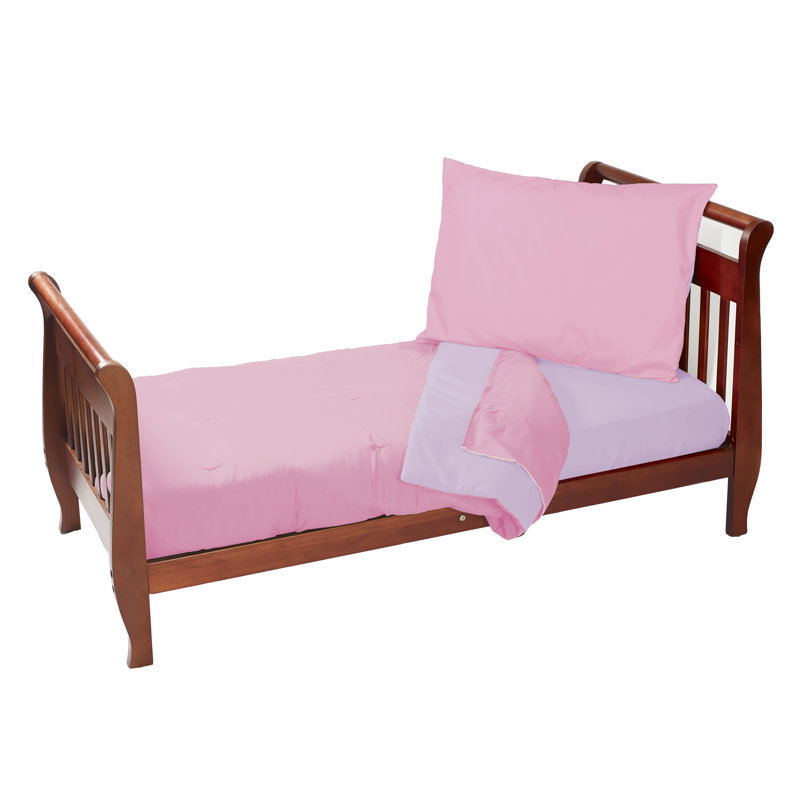 Ensemble de literie pour tout-petits réversible 4 pièces Dehaven, Rose / lavande