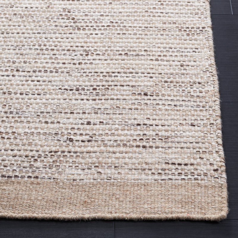 Ordingen Hand Woven Wool/Cotton Solid Color Rug in Beige/Ivory, Rectangle 5' x 8'