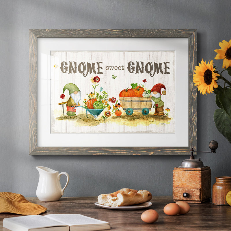 " Gnome Sweet Gnome " Painting Print, Gray, 22" H x 32" W x 1.5" D