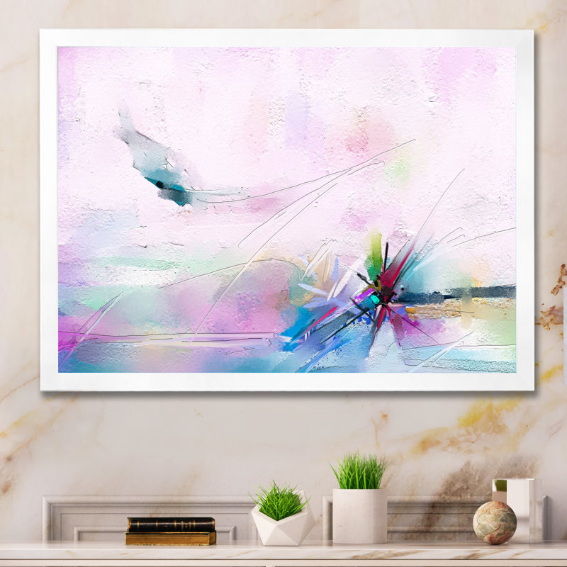 Pinceau Ocean Waves Impression V - reproduction de cadre flottant sur toile, H 30 po x l 40 po x P 1,5 po, Cadre photo blanc