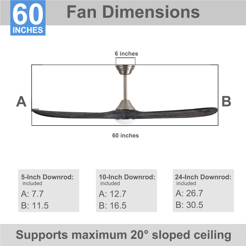 Christela Netrapal Ceiling Fan with LED Lights, 60"