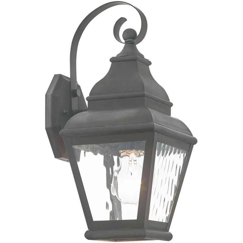 6.5 inch Outdoor Wall Lantern Pendant with Clear Water Glass Shade, Charcoal
