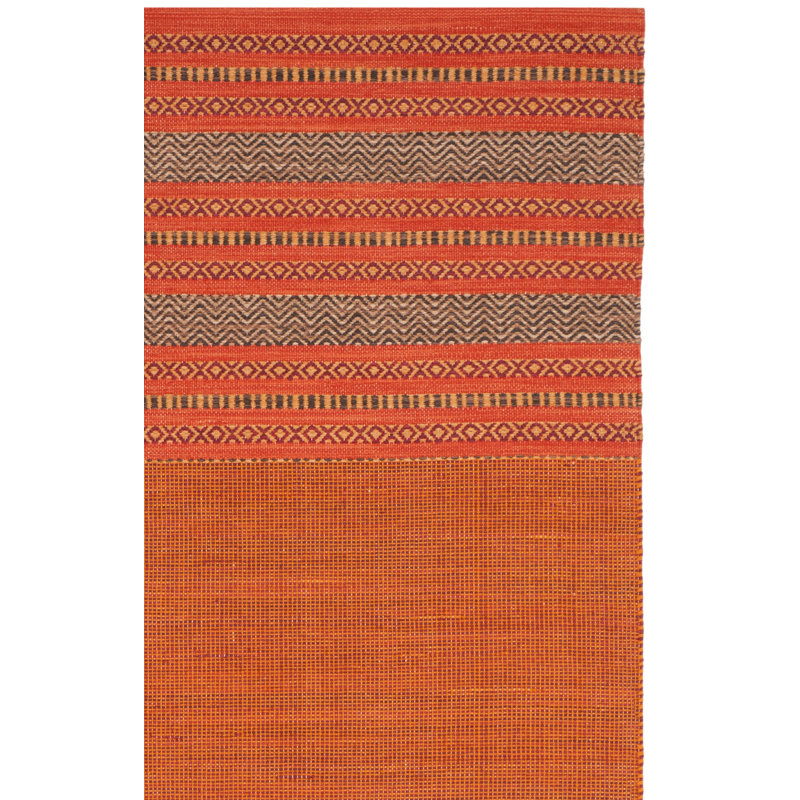 Tapis orange / rouge en coton tissé à plat Bokara Hills, Rectangle 3 pi x 5 pi