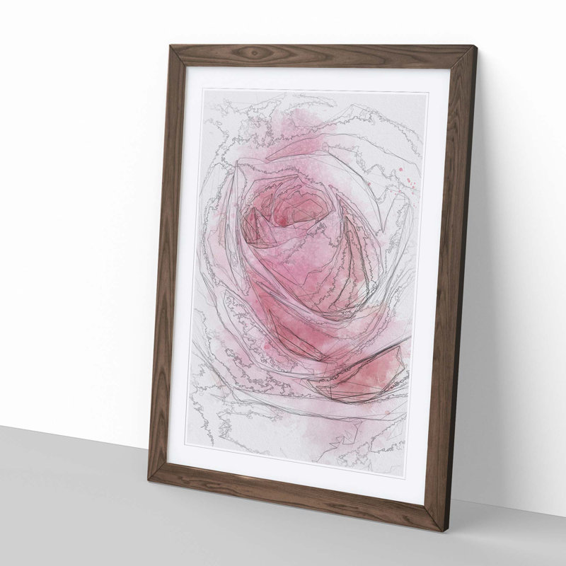 Pink Rose Petals - Framed Print, 76cm H x 50cm W x 2cm D, Walnut