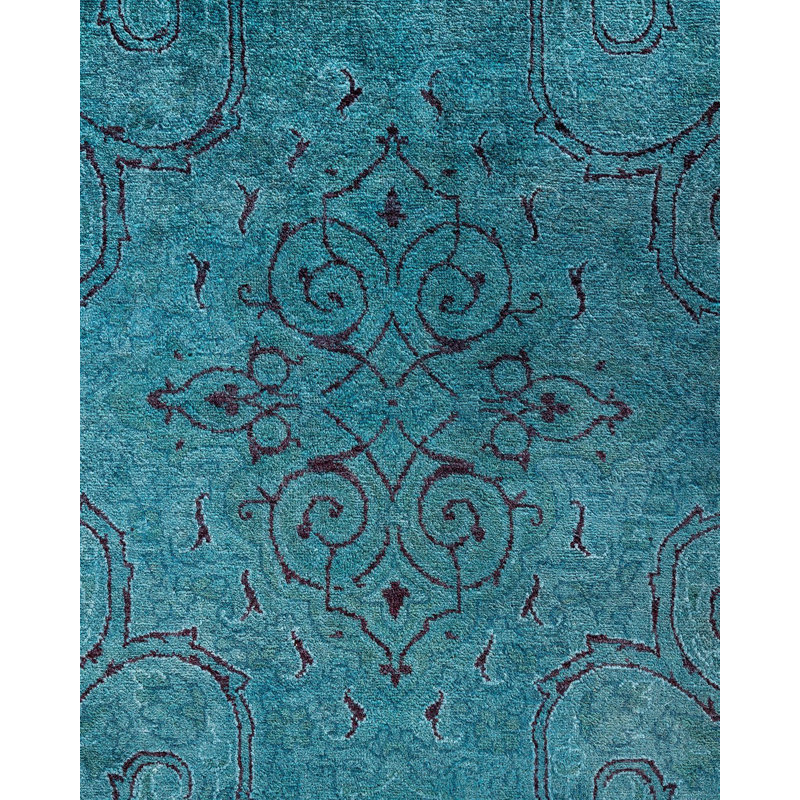 Tapis unique bleu / gris / brun foncé de 6 pi 1 po x 9 pi 7 po Overyed