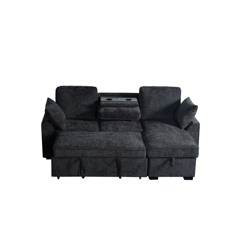 Multi - Functional Sectional Sofa Ensemble Featuring A Removable Cup Holder Tray, Storage - Integrated Chaise And Adjustable Backrests