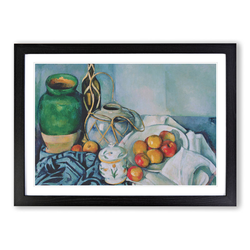 Still Life with Apples Vol.1 by Paul Cezanne - Picture Frame Painting, 48cm H x 65cm W x 2cm D, Black