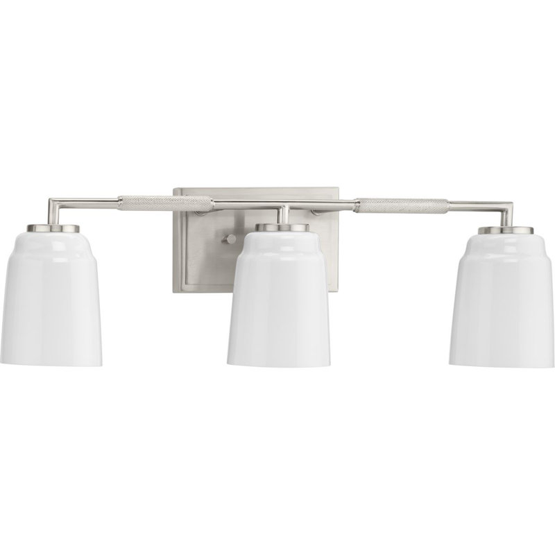 Éclairage pour meuble-lavabo industriel à trois lumières, Nickel brossé