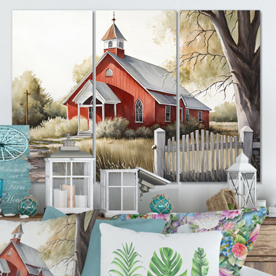 «Church In Country Town VI», ensemble d'art mural sur toile