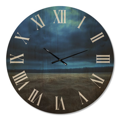 Oversized Meadow Wood Wall Clock – Moody Field Horizon