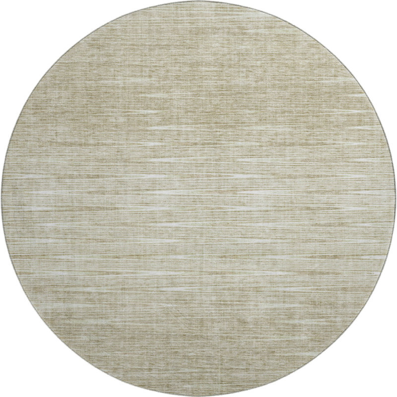 Premium Machine Washable Prisco Khaki Rug, Round 8'
