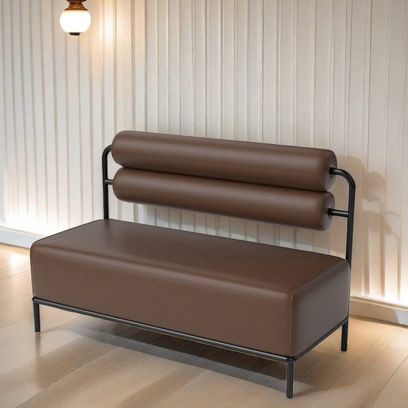 Ensemble de 2 bancs de rangement rembourrés brun