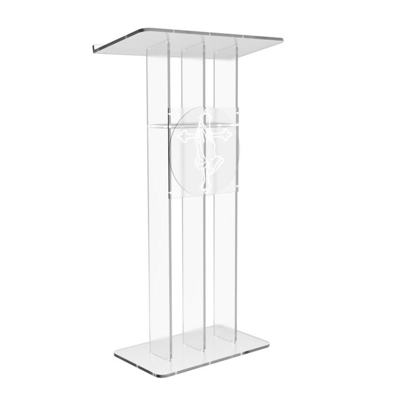 Pupitre d'église transparent avec plexiglas assemblé, transparent