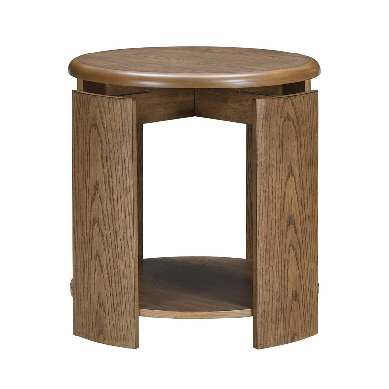 Table de bout ronde avec tablette ouverte