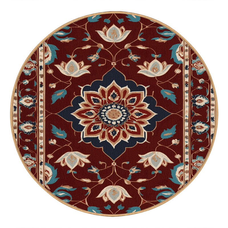 Tapis brun lavable à la machine, Rond 8 pi x 8 pi