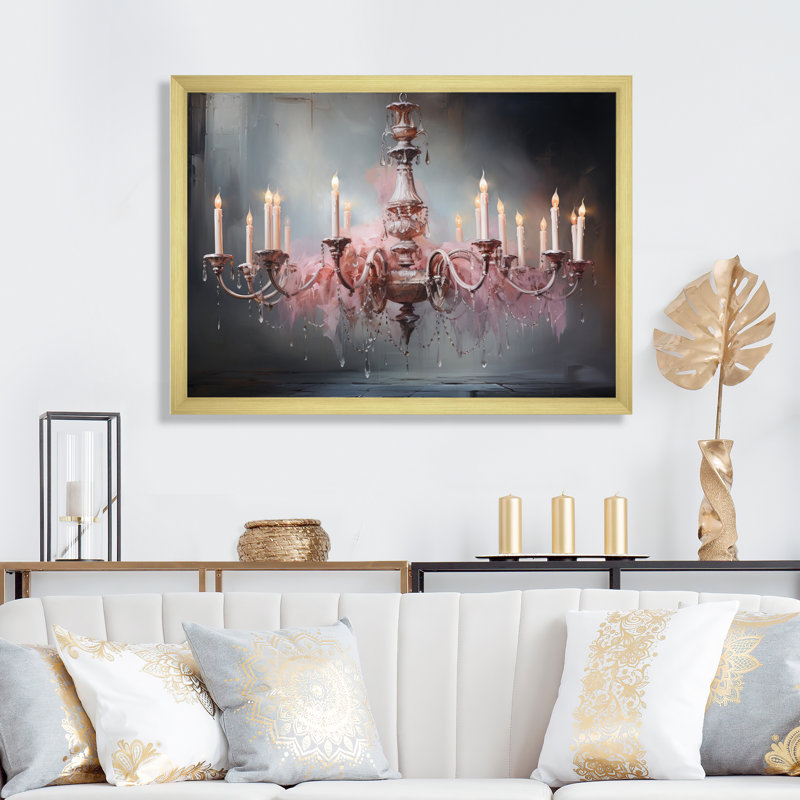 Lustre Minimalist Brilliance I - décoration murale lustre, Cadre flottant doré, H 24 po x l 32 po x P 1 po
