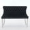 Banc en velours pour causeuse double pour la salle à manger, sièges de cuisine et de salle à manger, banc capitonné à 2 places avec boutons faits à la main, dossier à oreilles, pieds en acier inoxydable argenté brossé, style Mid-Century, paquet simple, noir