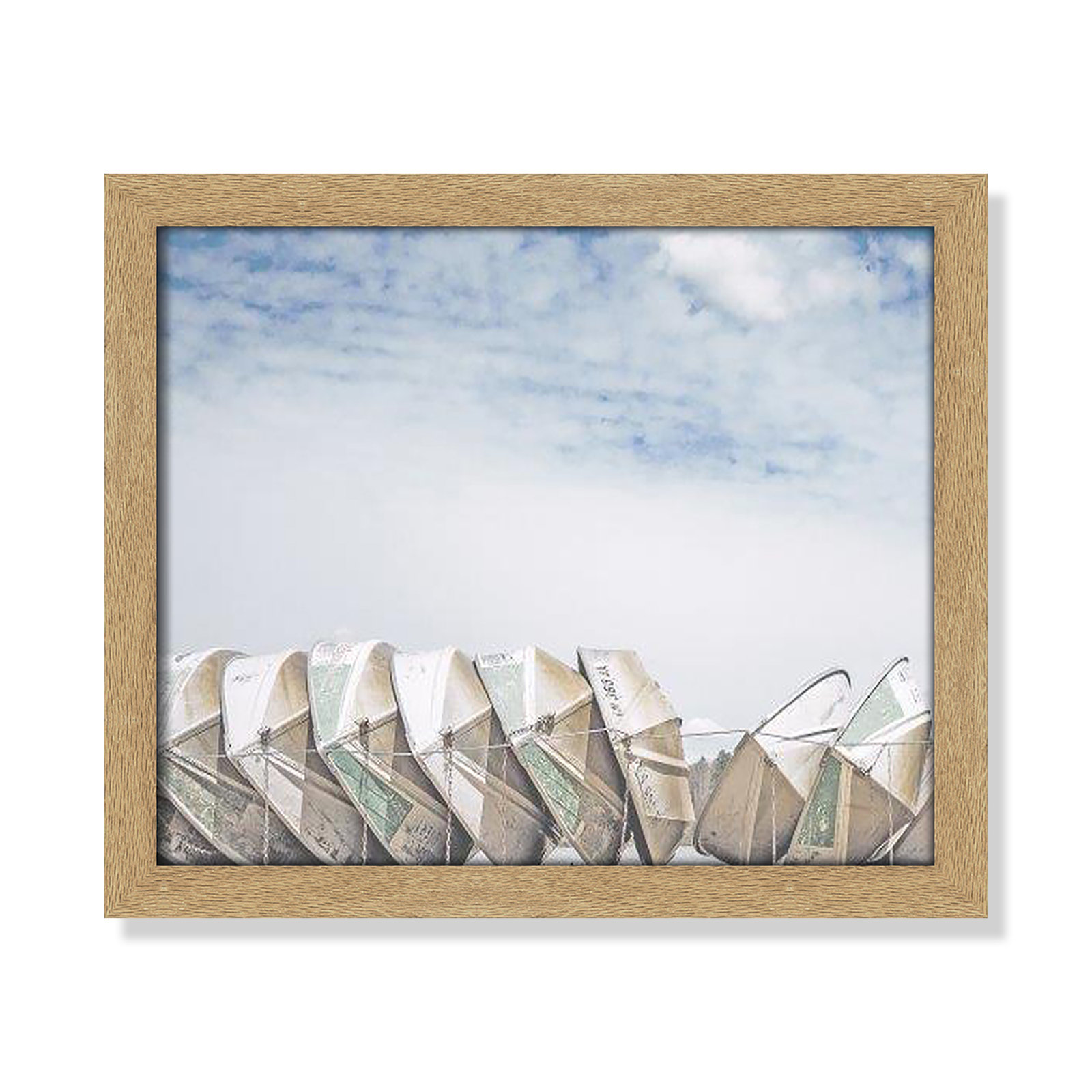 Hennecy "Wooden Boats" Print by Leah Straatsma, 13" H x 15" W x 1.25" D, Natural