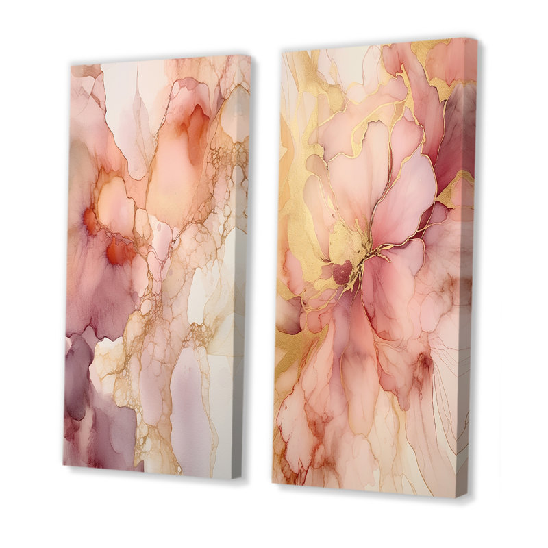 «Pink Luminous Liquids», 2 pièces sur toile, H 40 po x l 40 po, Toile tendue