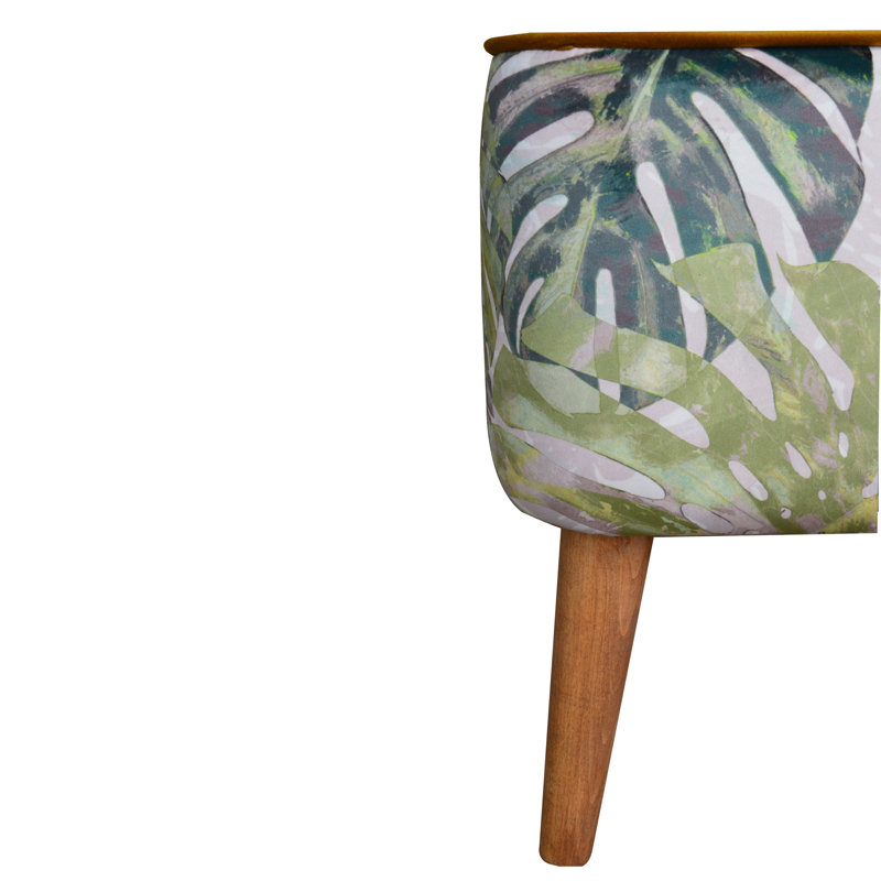 Polyester Blend Upholstered Bench, Green/White