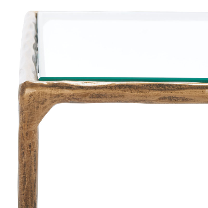 Glass End Table, Brass