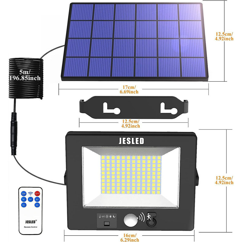 120led Solar Split + Integrated Induction Flood Light 6000k Two Packs