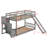 Solid Wood Twin Over Twin Low Bunk Bed With Slide And Storage Staircase-443324545