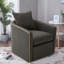 Fauteuil d'appoint pivotant moderne, revêtement en polyester gris foncé, conception en tonneau pour espaces compacts-962172263