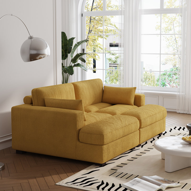 Bentura 210Cm Recessed Arms Modular Sleeper, Orange