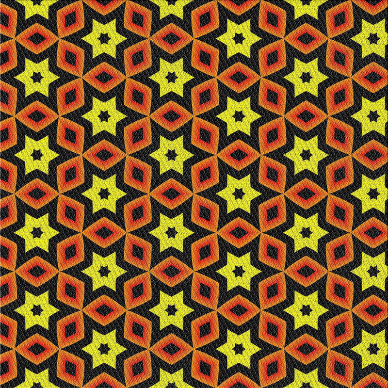 Orange géométrique/Tapis décoratif jaune, Carré 8 pi