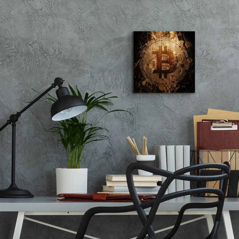 'Bitcoin Zinc' by Cameron Gray Acrylic Glass Wall Art, 12" H x 12" W x 0.13" D