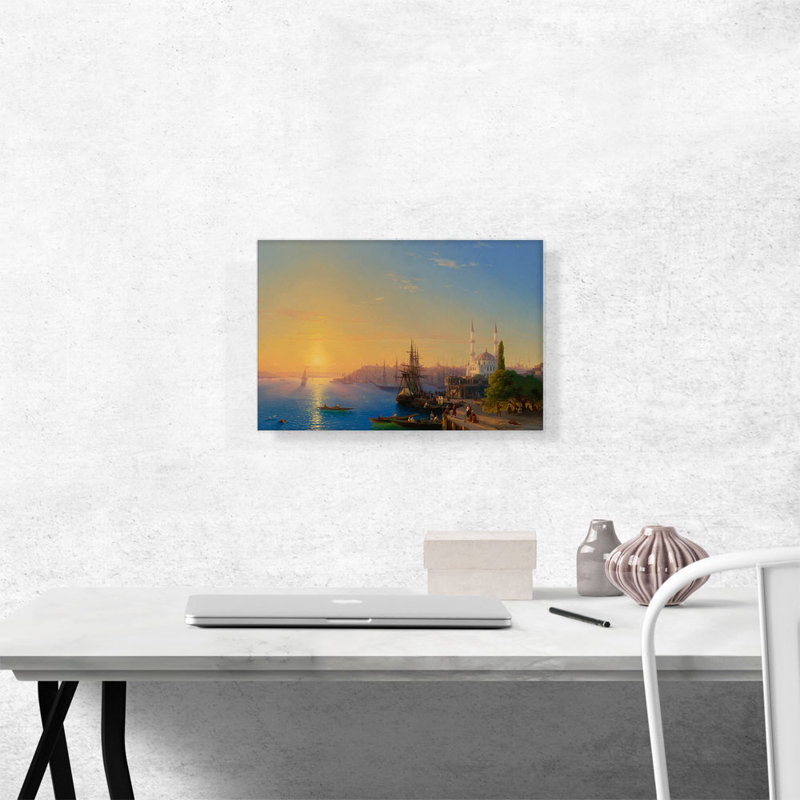 " View Of Constantinople And The Bosphorus 1856 " by Ivan Aivazovsky Painting Print, 12" H x 18" W x 1.5" D