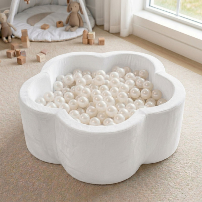 Jouet d'intérieur en velours KIDKII, 200 boules, crème, Cream