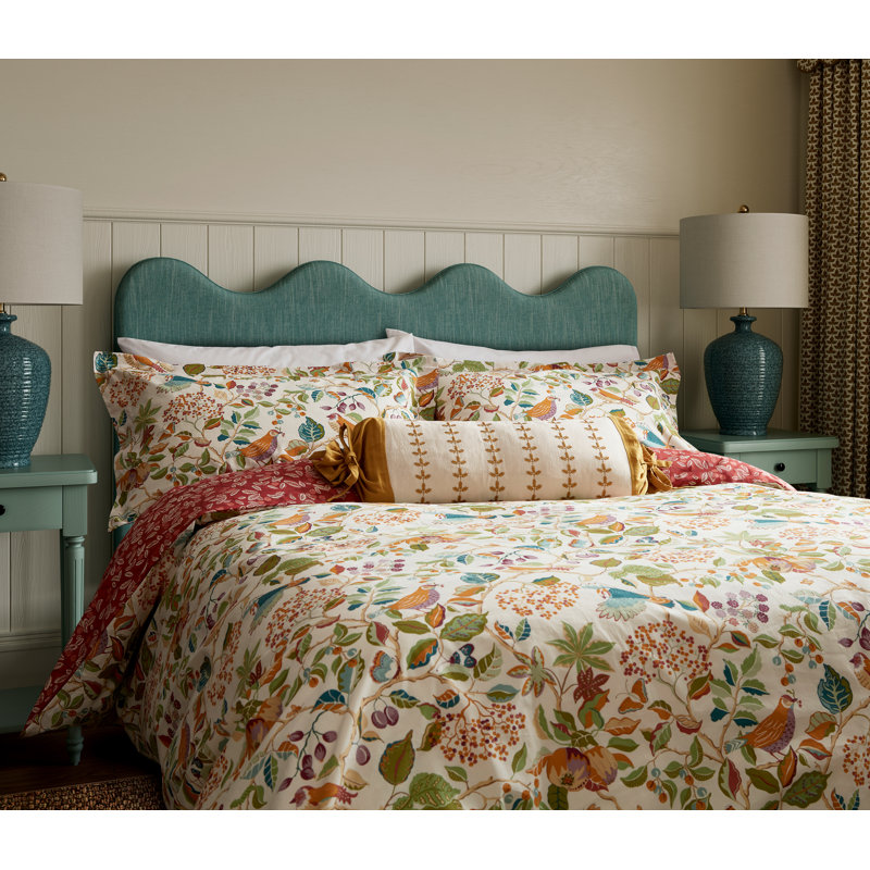 Birds & Berries Cotton Duvet Cover Set, Super King Duvet Cover + 2 Super King Pillowcases
