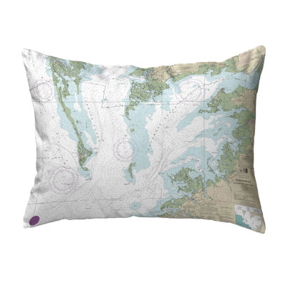 Nautical Map Outdoor Reversible Throw Pillow