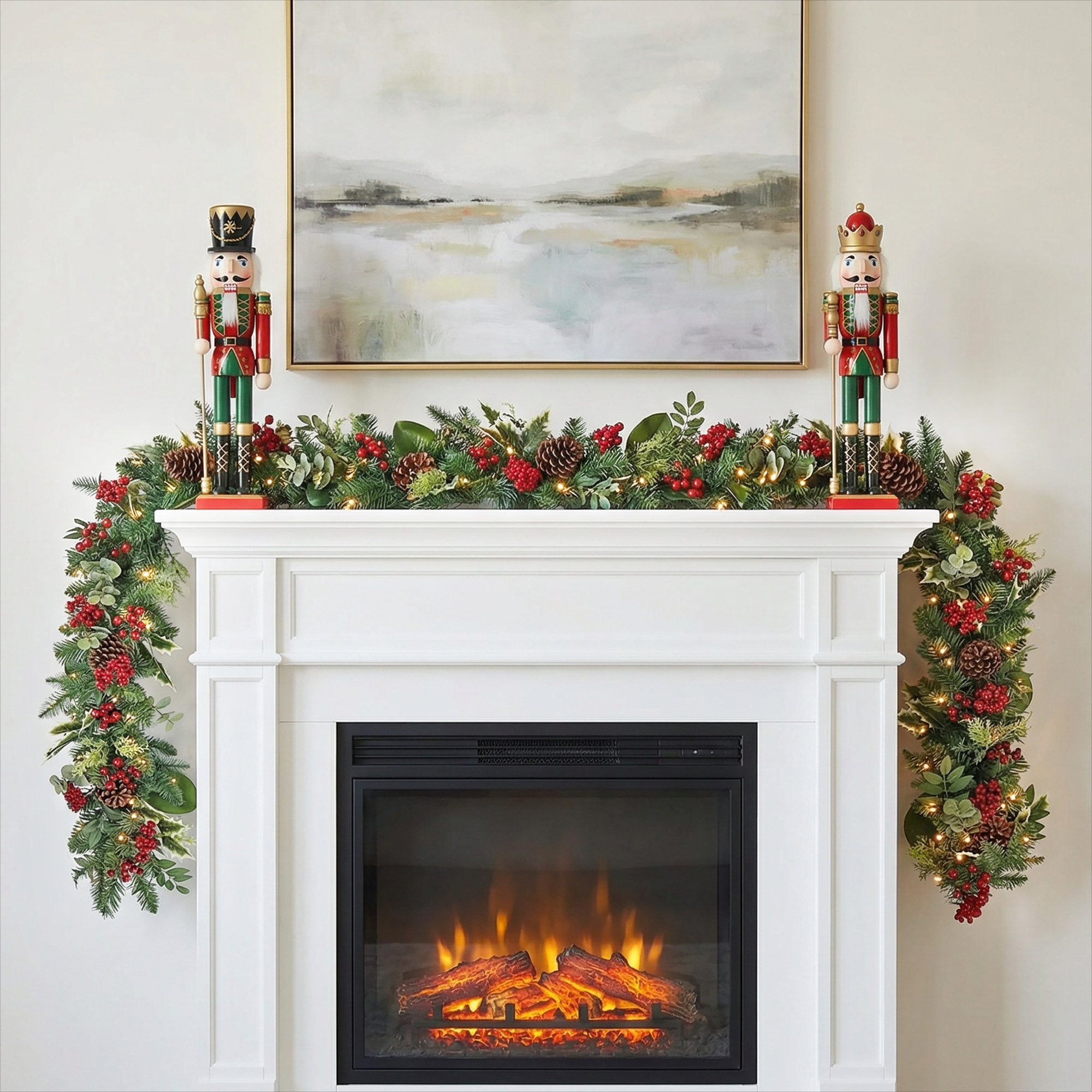 6' X 10" Battery-Operated Pre-Lit Decorated Artificial Garland