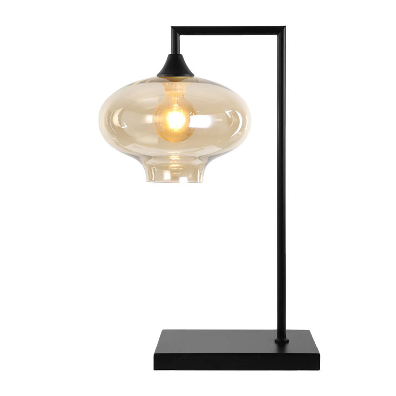 Wang Metal Table Lamp, Black, Amber