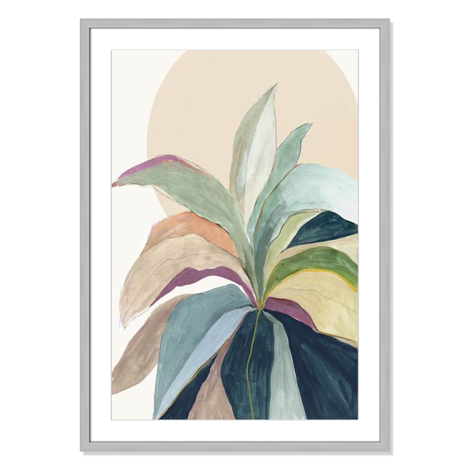 Sherbrooke Sunny Bright Leaves II by Asia Jensen Print, 35.5" H x 25.5" W x 1.25" D, Yes, Silver Single Picture Frame