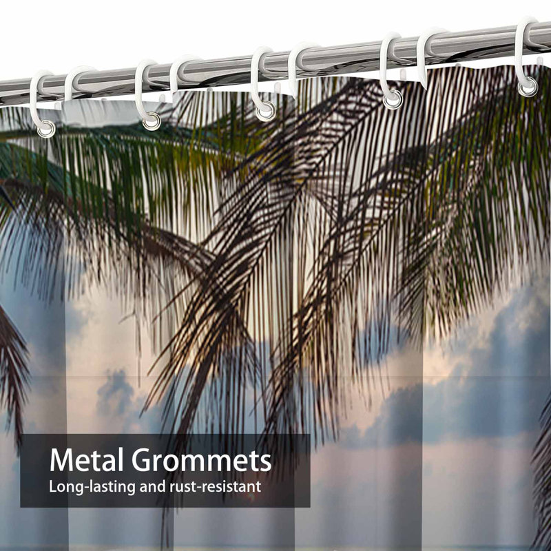 Rideau de douche Sunset Beach Florida Island Hawaii Camps avec 12 crochets, L 72 po x l 84 po