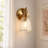 Fieldhouse 1-Light Brass Hammered Glass Armed Sconce Bathroom Vanity Light