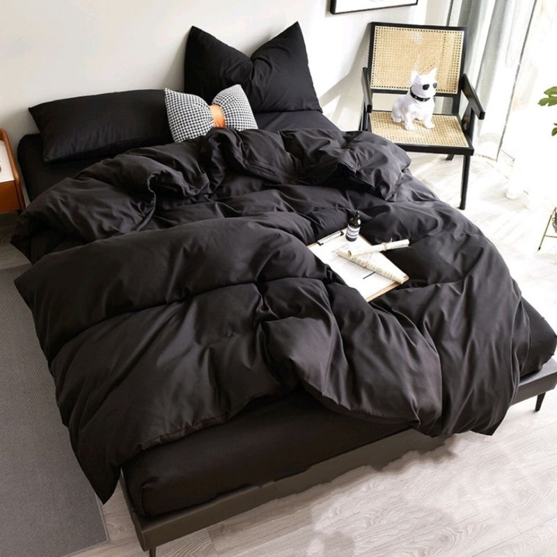 Édredon réversible 5 pièces , Très grand édredon + 4 pièces supplémentaires, Noir